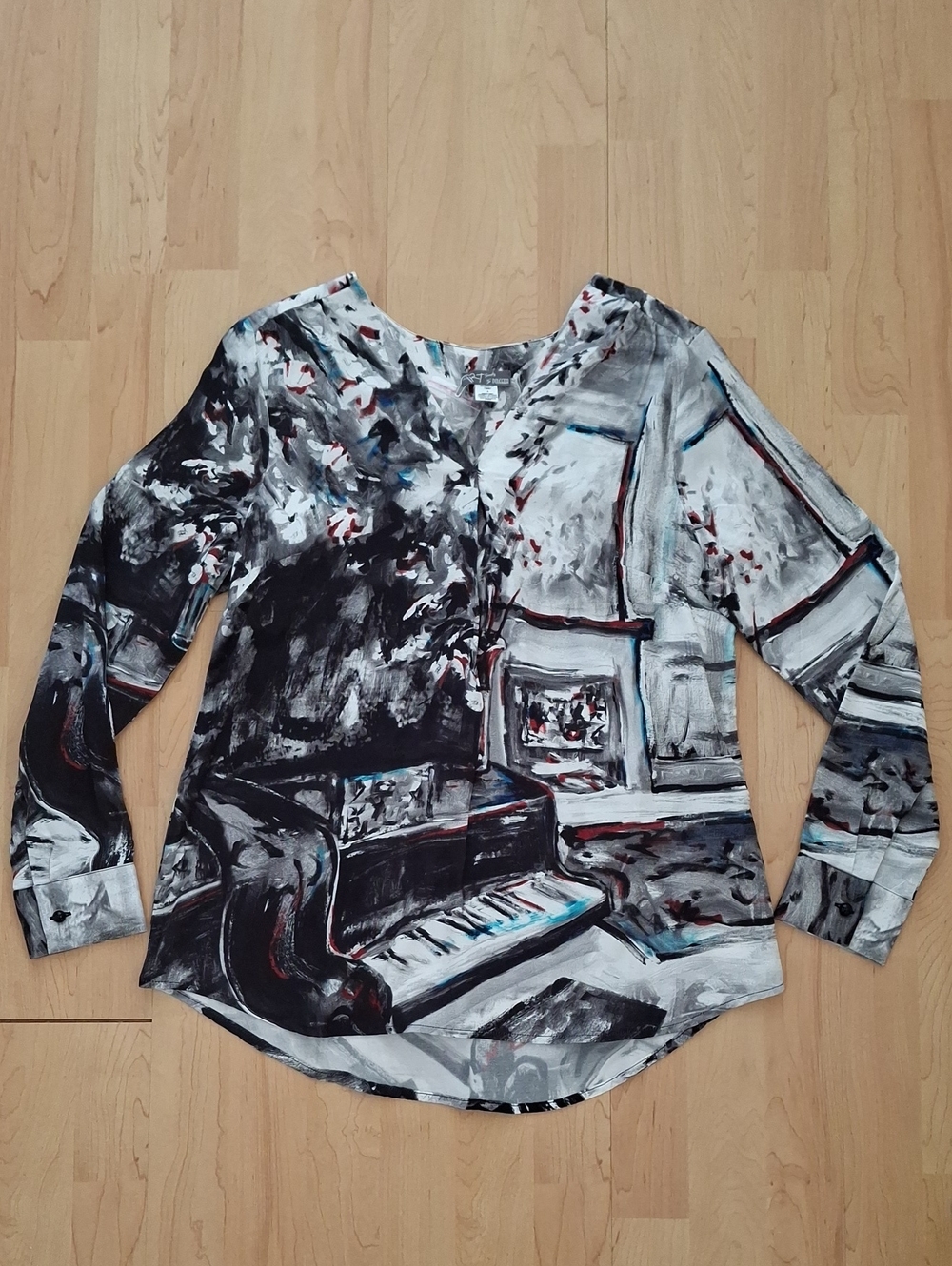 Simply Art By Dolcezza Abstract Patterned Pullover Blouse Tunic Size S